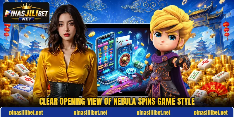Clear opening view of Nebula Spins game style