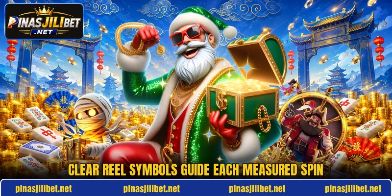 Clear reel symbols guide each measured spin Clear reel symbols guide each measured spin