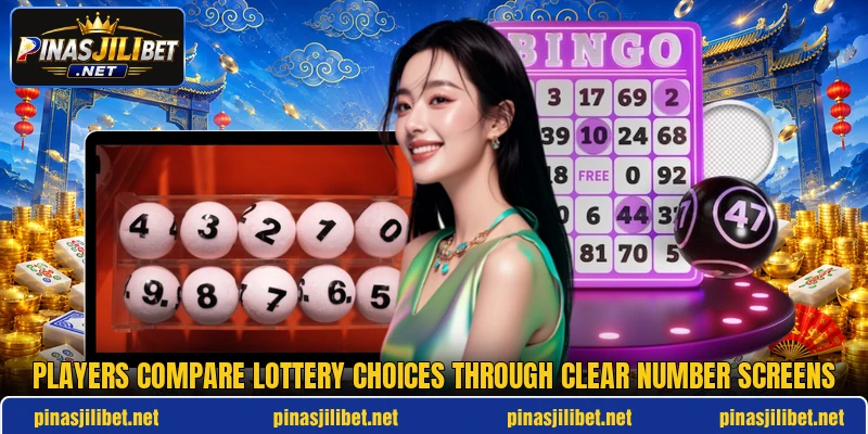Players compare lottery choices through clear number screens Players compare lottery choices through clear number screens